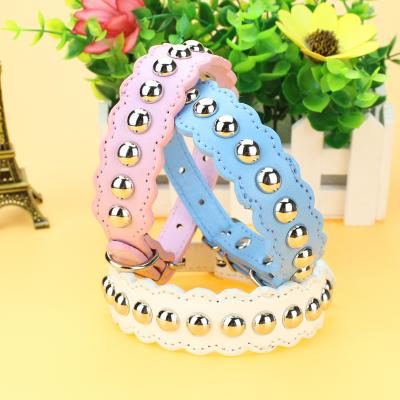 China Stocked Mushroom Nail Dog Collar Wave Pet Collar Cat Rivet Collar for sale