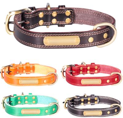 China Fashion Design Cowhide Pet Collar Padded Dog Collar Frosted Leather Collar Wholesale for sale