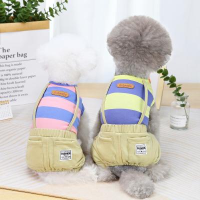 China New Cat Teddy Cat Pet Clothes Spring Summer Sustainable Wide Striped Pet Clothes Dog Clothes Suspenders for sale