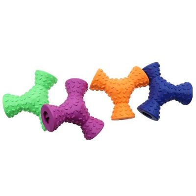 China OEM/ODM Viable Stock Cleaning Feeding Dog Slow Food Indestructible Rubber Three Chew Toys for sale