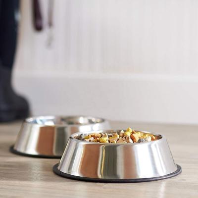 China Durable Non-slip Heavy Duty Stainless Steel Anti-Slip Dog Bowls Food Feeder Bowl For Dog And for sale