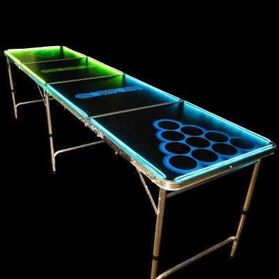 China Eco-freindly Beer Table 8ft Folding Camping Table 8ft Aluminum Light Desktop Party Beerpong Table Multifunctional Beer Pong Table [Discount] Led for sale