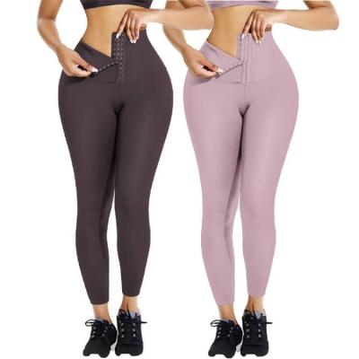 China Antibacterial Adjustable Seamless Hip Butt Lifter Elasticity Waistband Hooks Waist Trimmer Women High Waist Yoga Pants for sale