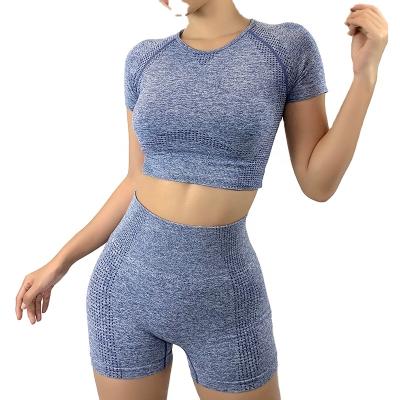 China Dot Yoga Fitness Sports Women Short Polka Dot Yoga Set High Waist Buttocks Quick Dry Set Antibacterial for sale