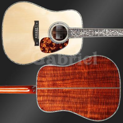 China Gabriel Guitar Manufacturer Luxury Custom Shop D45A Koa Solid Adirondack Fir Handcrafted All Solid Acoustic Guitar For Sale for sale