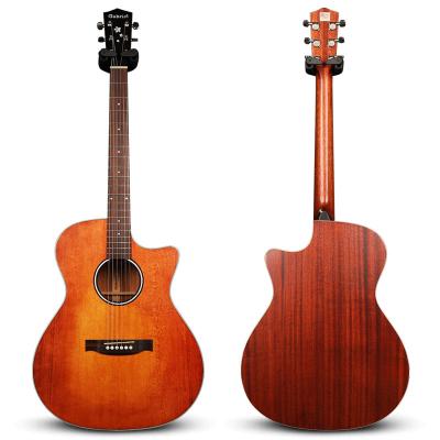 China Factory Fir Sitka Mahogany Mahogany Exterior OEM Guitar 6 String Solid Musical Instrument Beginner 38 Inch Acoustic Guitars for sale