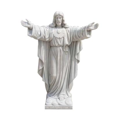 China Home Marble Jesus Statues Marble Garden Stone Eco-friendly Natural Outdoor Garden Decor New Product Sets for sale