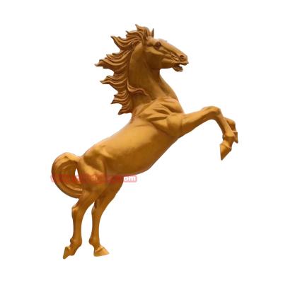 China Africa Customized Fiberglass Sculpture Product Leaping Golden Horse Statues Garden Sets for sale