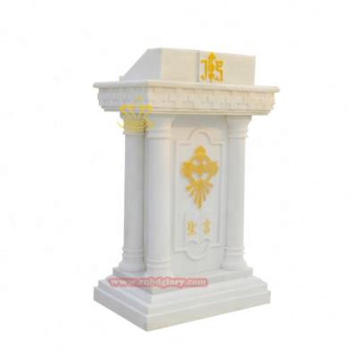 China Eco-friendly Natural High Quality Religious Products Church Stone Lectern White Marble Lectern for sale