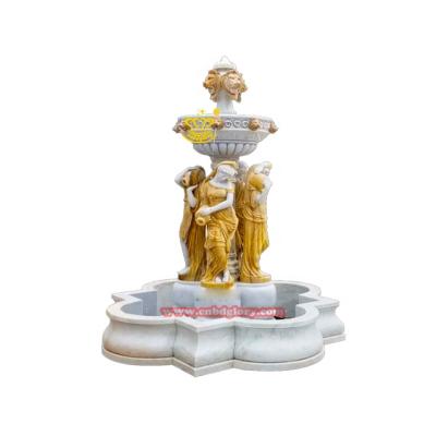 China Modern Large Sculpture Water Fountain Garden High Quality Beige Marble Fountain for sale