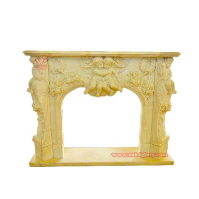 China Modern Handmade Marble Carving Electric Fireplace Insert Marble Fireplace Frames Marble Fireplace Mantel for sale