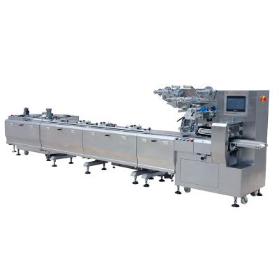 China Food Wafer Cereal Bar Packing Machine Egg Roll Rotary Bowl Flow Feeding Wrapping Line for sale