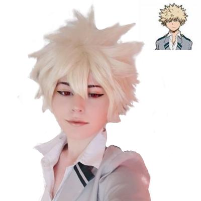 China Heat Resistant My Hero Academia Bakugou Katsuki Wig Anime Cosplay Short Blonde Wig for sale