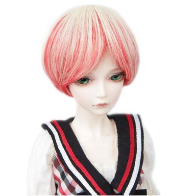 China Cheap body wave pink white short bjd lead doll hair wig for sale