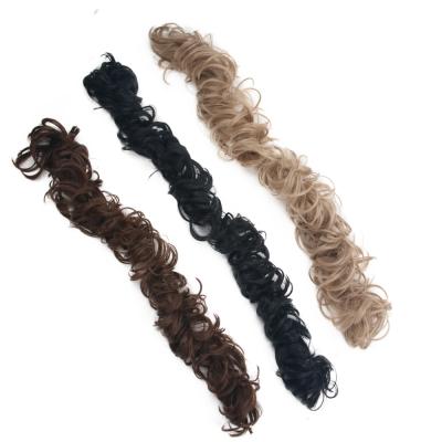 China HT Eco-Friendly Material Messy Bun Long Tousled Updo Fluffy Hair Ponytail Wrap Around DIY Long Curly Scrunchie Wig Bun Extensions for sale