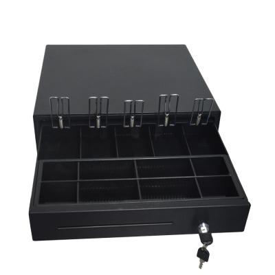 China Metal Cash Drawer for POS Receipt Printer or Cash Register with RJ11 Bills and 8 Coins Tray Black of 12V 5 Interface for sale