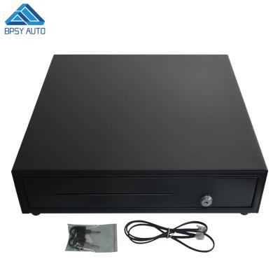 China Metal Cash Drawer for POS Receipt Printer or Cash Register with RJ11 Bills and 8 Interface 5 Coins Tray Black for sale