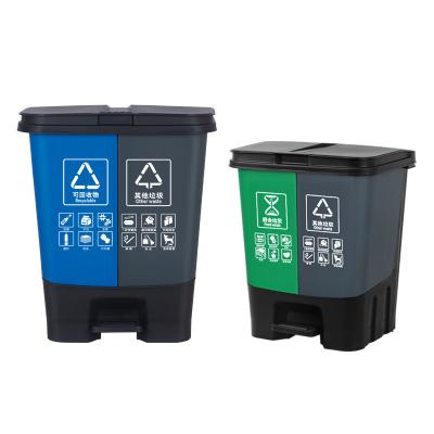 China Dual Separate Clear Recycling Sustainable Waste Storage Bin Rubbish Bin Waste Dust Bins for sale