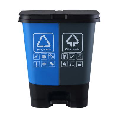 China New Design Sustainable Waste Segregating 2 In 1 Foot Pedal Trash Bin Containers With Lids for sale