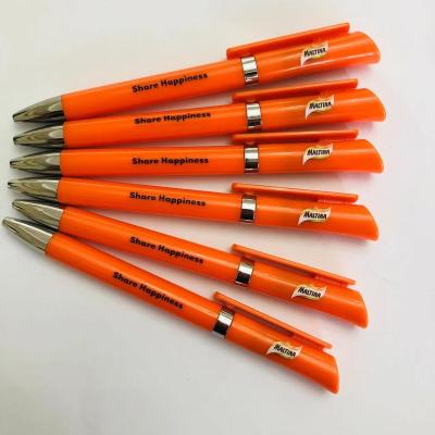 China Twist Wholesale promotion gift orange plastic ball pen printed custom full color logo for sale