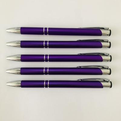 China Click Cheap New Promotion Ballpoint Pen Metal Purple Pens With Custom Custom Laser Engraved Logo for sale