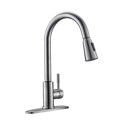 China Hot Selling Sense Faucets Stainless Steel Pull Out Kitchen Faucet With Laser Logo Brushed Solid Surface ABS Spray Lid for sale