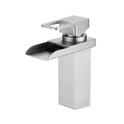 China Contemporary 304 Stainless Steel Waterfall Basin Hot Cold Water Mixer Tap for sale