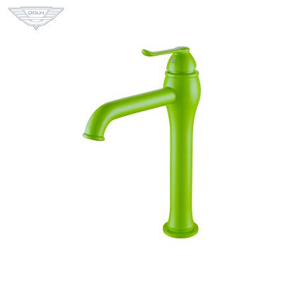 China Contemporary Fresh Style Wash Bathroom Basin Green Paint Faucet for sale