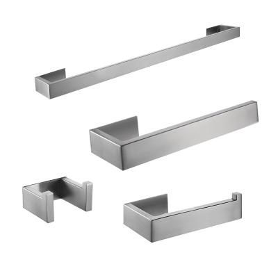 China Sustainable Modern 4 Piece Brushed Nickel Metal Hardware Stainless Steel Wall Mounted Bathroom Accessories Set for sale