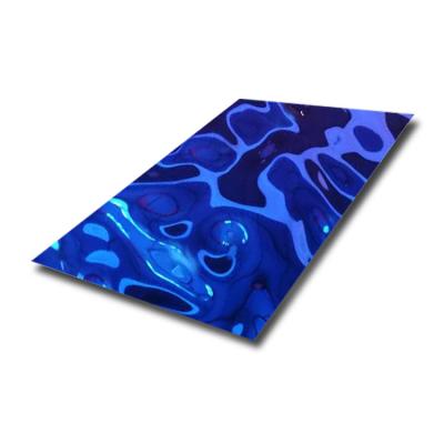 China Kinds of Decorations 316 Grade Ceiling Decoration Corrugated Blue Color Water Wave Stainless Steel Sheets for sale