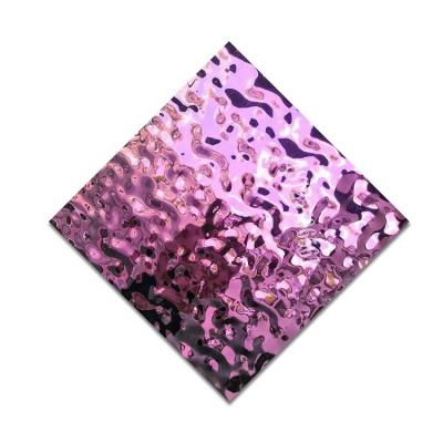 China Kinds of Decorations Inox 201 304 316 SS Water Ripple Sheet Purple Color Coating Finish Punching Stainless Steel Sheets for sale