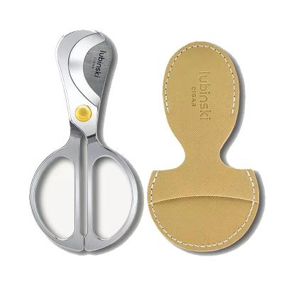 China Professional Cigar Scissors Cigar Cutter Maywaysky Stainless Steel Silver Cigar Cutter With Leather Bag Gift Box for sale