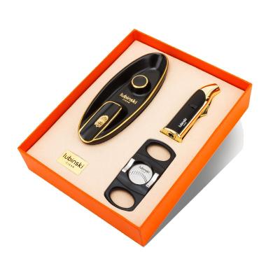 China Maywaysky 3pcs/set Modern Luxury Brand Cigar Kit Include Ashtray Cigar Cutter Cigar Lighter Accessories for sale