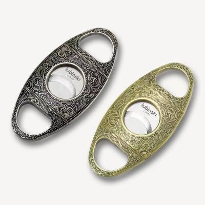 China Cigar Cutter Maywaysky 3D Aluminum Alloy Cigar Knife Double Blade Crying Bronze Cigar Cutter With Gift Box Smoking Tools for sale