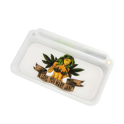 China DIY Smoking Maywaysky Plastic White Rolling Tray USB Charging LED Rolling Trays for Gift Box Smoking Tools for sale