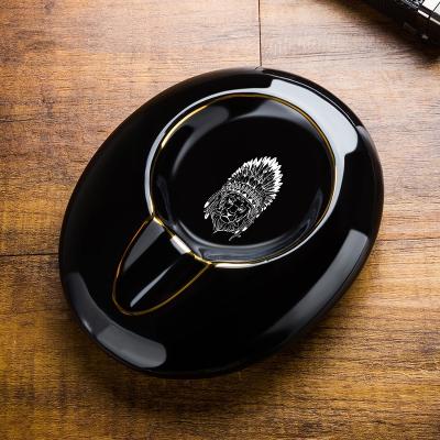 China Fasion Maywaysky Fashion Cigar Ashtray Cool Black Ceramic Ashtray Home Use Cool Black Cigar Accessories for sale