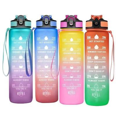 China Factory Style New Eco Friendly Tritan Plastics Recyclable Sports 1L Motivational Water Bottle for sale