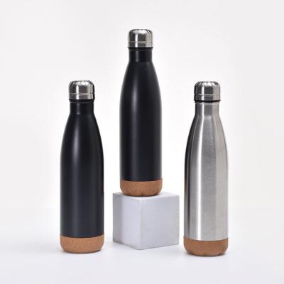 China American Style Outdoor Sports Double Wall Insulated Stainless Steel Cola Shaped Water Bottle With Cork Base for sale