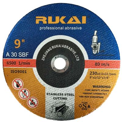 China Cutting RUKAI Super Thin High Quality Abrasive Cutting Disc 230x2.5x22 for sale