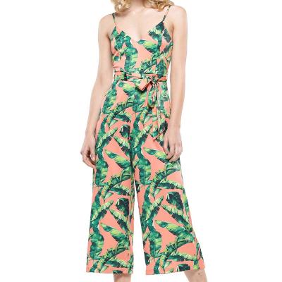 China Anti-static 2022 Women Fashion Style Double Shoulder Sling Digital Printing Sexy Tropical Jumpsuit for sale