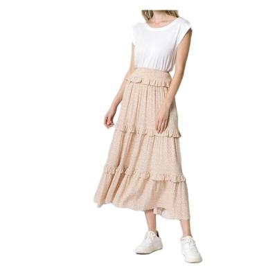 China Latest Breathable Fit Women's Elastic Waist Skirt Original High Comfort Bristol Layered Floral Skirt for sale