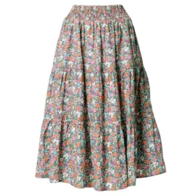 China 2021 Elastic Waist Latest Fit Women's Skirt Breathable Original High Comfort Bristol Layered Floral Skirt for sale