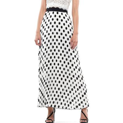 China European and American Fashion High Waist A-line Skirt Polka Dot Pleated Midi Polka Dot Fashion Long Anti-Static Skirt for sale