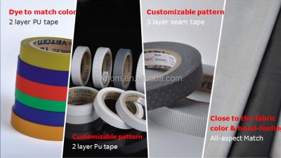 China 2-LAYR COLORED PU SEWING SEALING TAPE (STEAM TAPE) FOR OUTERGARMENTS. WATER PROOF TY740 SHOES AND TENTS for sale