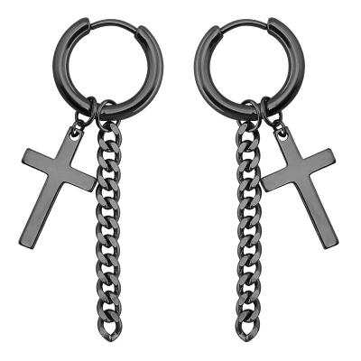 China Good prices high quality curated stainless steel ear huggies cross earrings pierced perforations for sale