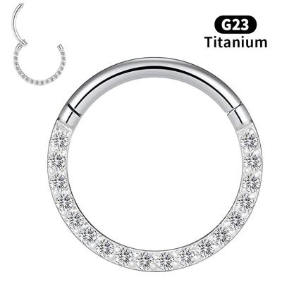 China Super Cool Solid Titanium Body Clicker Segment G23 Septum Piercing Jewelry Ring Side Facing Nose Ring Diamond Zircon Hinged Ring Helix for sale