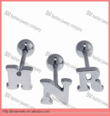 China Fashion Cool Letter Popular Custom Body Jewelry Tongue Piercing Rings for sale