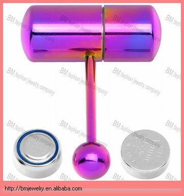 China Titanium-New-Faux-Industrial-Vibrate-Tongue Barbell Body Jewelry Tongue Rings Body Jewelry Piercing Ring for sale