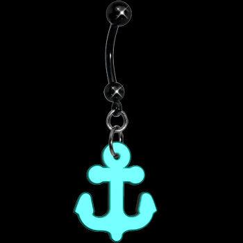 China Nautical Belly Button Ring Piercing Body Jewelry Anchor Glow in the Dark Ring Body Belly Jewelry Piercing Rings in the Dark for sale