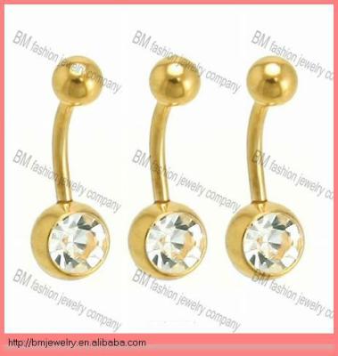 China Fashion charming elegant gold belly ring diamond navel piercing charming jewlry for sale